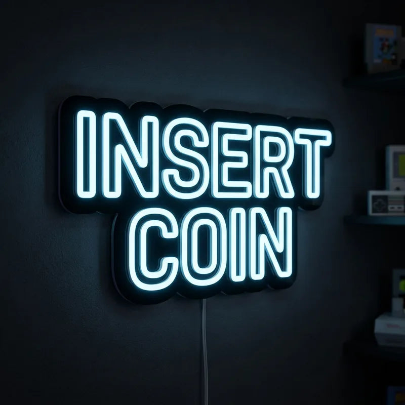 Gaming-Neonschild Insert Coin – Retro-Arcade – Neon Atelier