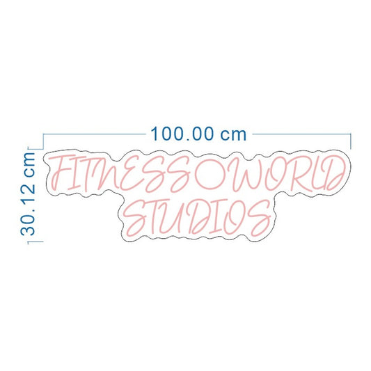 LED-Neonschild FITNESS WORLD STUDIOS 100 cm – Designvorschau