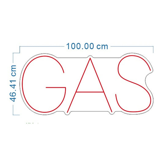 LED-Neonschild GAS 100 cm – Designvorschau