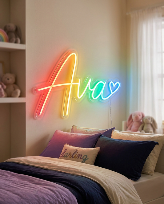 Kinderzimmer-Neonschild Regenbogen – Ava – Neon Atelier