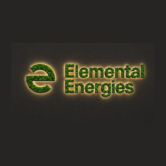 Moss logo signs with halo light Elemental Energies – design preview
