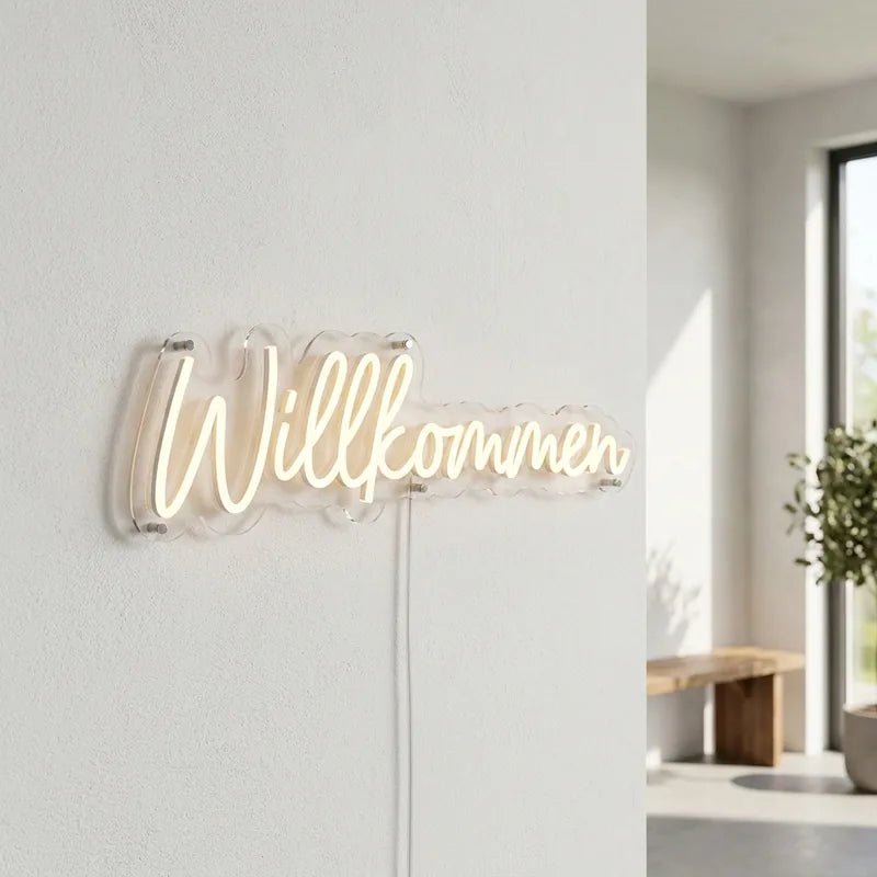Schaufenster-Neonschild Willkommen – Eingangsbereich – Neon Atelier